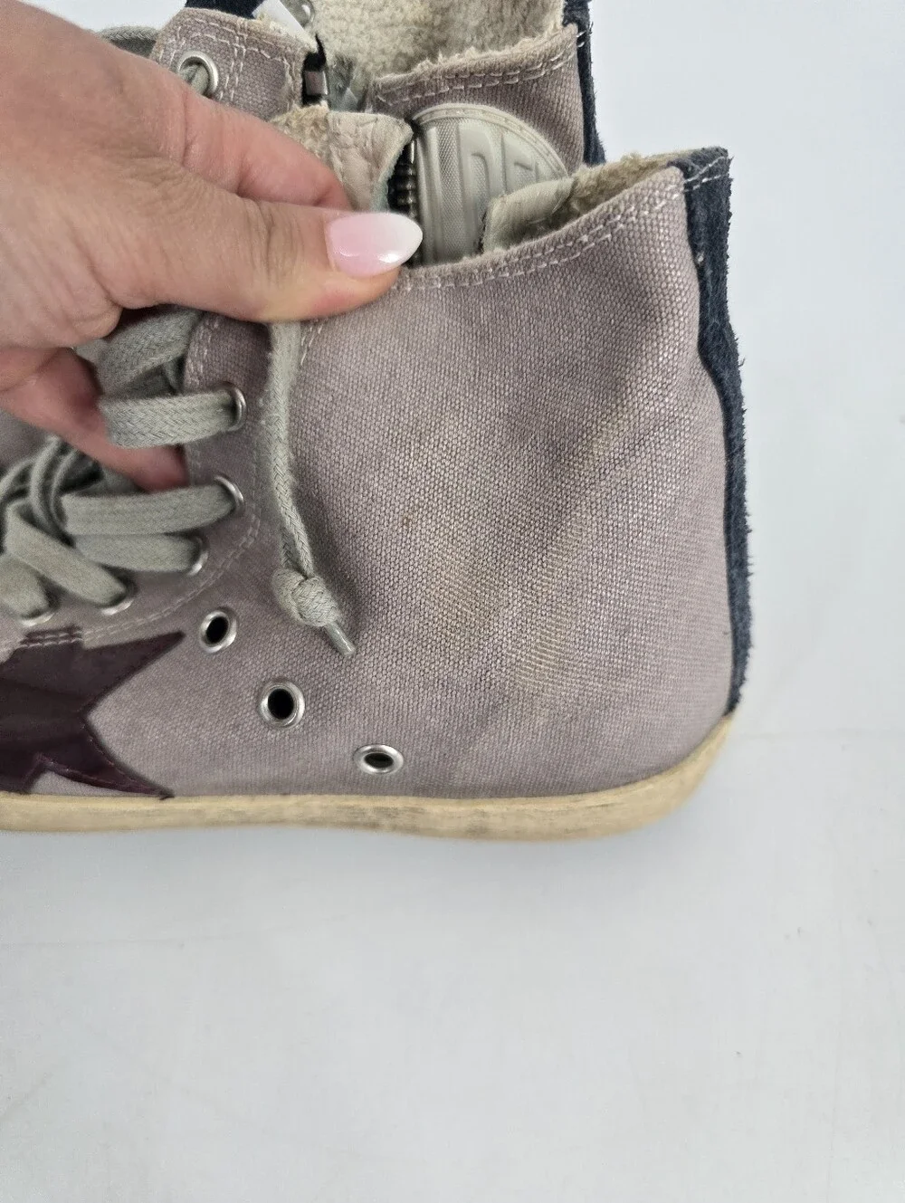 Golden Goose Francy High Top Genuine Leather Sneakers Size 36 US 6 Purple